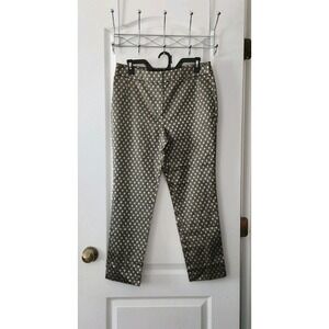 Chico's‎ Petite Ankle Pants Womens 0.5 US 6 Shiny Gold Black Slim Leg
